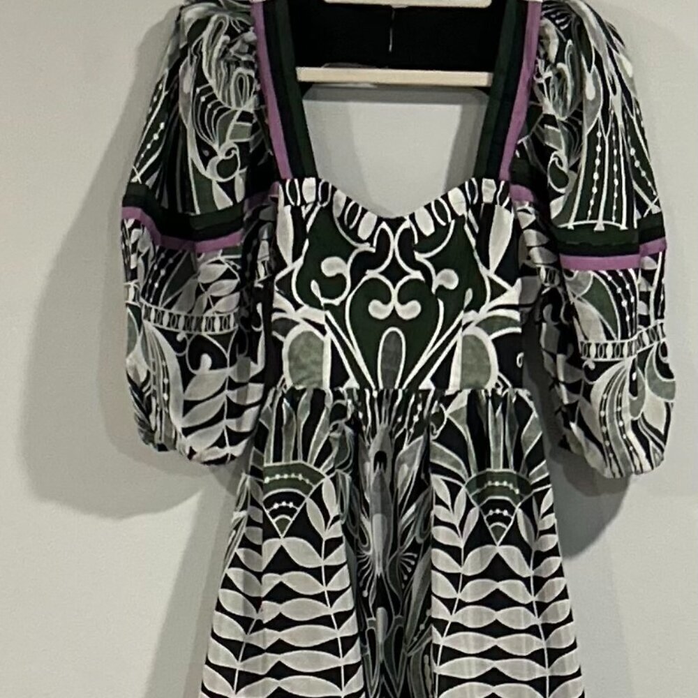 Farm Rio black lace nature short sleeve maxi dress Size  S in lace Nature Black - Picture 8 of 9